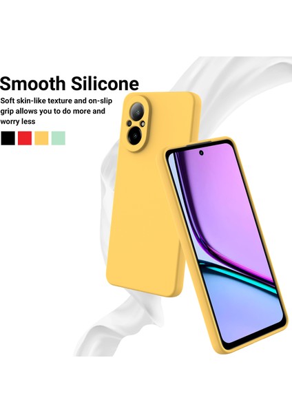 Realme C67 4g Kılıf Sıvı Silikon Fiber Astar Koruyucu Telefon Kılıfı Kayışlı-Sarı (Yurt Dışından) modelleri