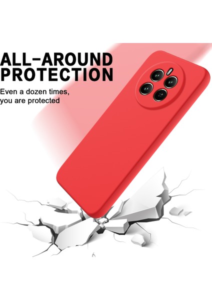 Realme 12 Pro 5g/12 Pro+5g Için Arka Kılıf Kayışlı Çizilmez Sıvı Silikon Telefon Kılıfı-Kırmızı (Yurt Dışından)