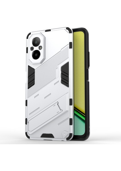 Realme C67 4g Kickstand Kılıf Tpu+Pc Koruyucu Telefon Kılıfı-Beyaz (Yurt Dışından)