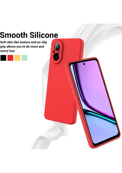 Realme C67 4g Kılıf Sıvı Silikon Fiber Astar Koruyucu Telefon Kılıfı Kayışlı-Kırmızı (Yurt Dışından) modelleri