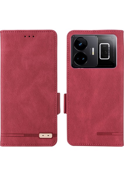 Realme Gt Neo 5 5g/gt3 5g Manyetik Pu Deri Düşmeye Karşı Kılıf Donanım Dekor Cüzdan Standı Kabuk-Gül (Yurt Dışından)