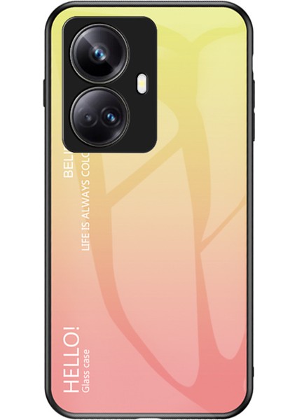 Realme 10 Pro+5g Degrade Renk Çizilmeye Dayanıklı Telefon Kılıfı Temperli Cam Sert Pc Yumuşak Tpu Telefon Kılıfı-Degrade Sarı (Yurt Dışından)