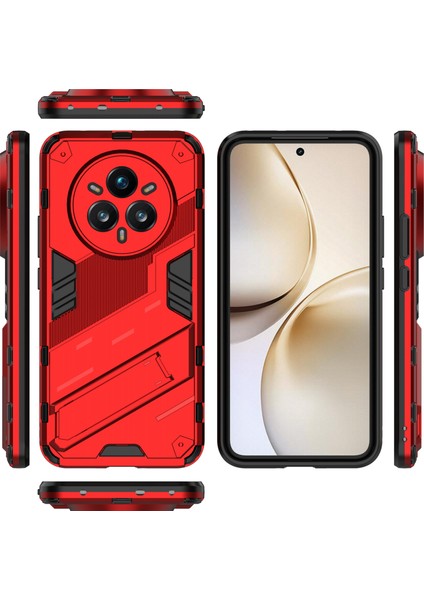 Realme 14 Pro+5g Kılıf Pc+Tpu Darbeye Dayanıklı Telefon Kılıfı Kickstand Ile-Kırmızı (Yurt Dışından)