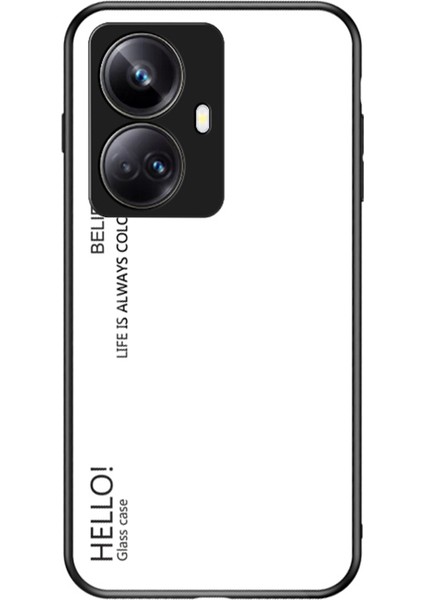 Realme 10 Pro+5g Degrade Renk Çizilmeye Dayanıklı Telefon Kılıfı Temperli Cam Sert Pc Yumuşak Tpu Telefon Kılıfı-Beyaz (Yurt Dışından)