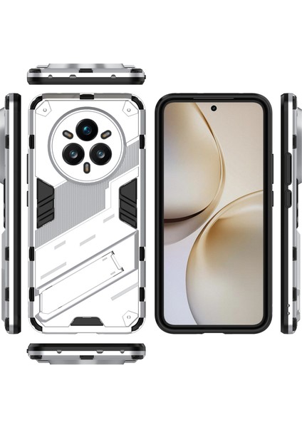 Realme 14 Pro+5g Kılıf Pc+Tpu Darbeye Dayanıklı Telefon Kılıfı Kickstand Ile-Beyaz (Yurt Dışından)