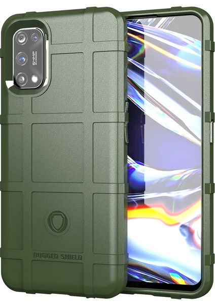 Darbeye Dayanıklı Kare Izgara Doku Kalınlaştırılmış Tpu Kılıf Oppo Realme 7 Pro-Yeşil (Yurt Dışından)