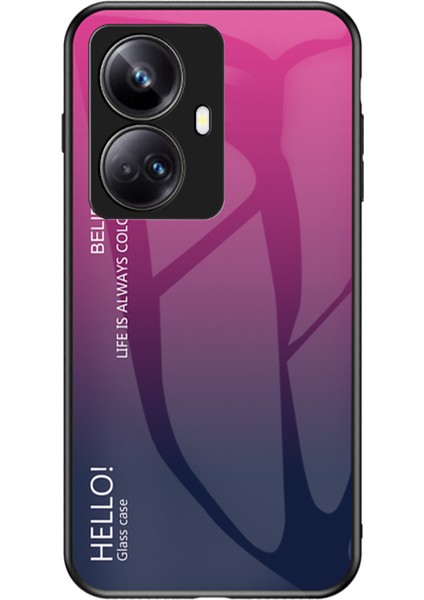 Realme 10 Pro+5g Degrade Renk Çizilmeye Dayanıklı Telefon Kılıfı Temperli Cam Sert Pc Yumuşak Tpu Telefon Kılıfı-Degrade Gül (Yurt Dışından)