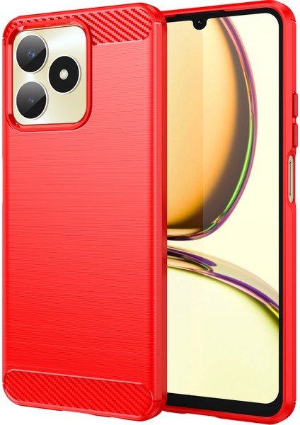 Realme Note 50 4g Kılıf Karbon Fiber Doku Düşmeye Karşı Tpu Arka Kapak-Kırmızı (Yurt Dışından)