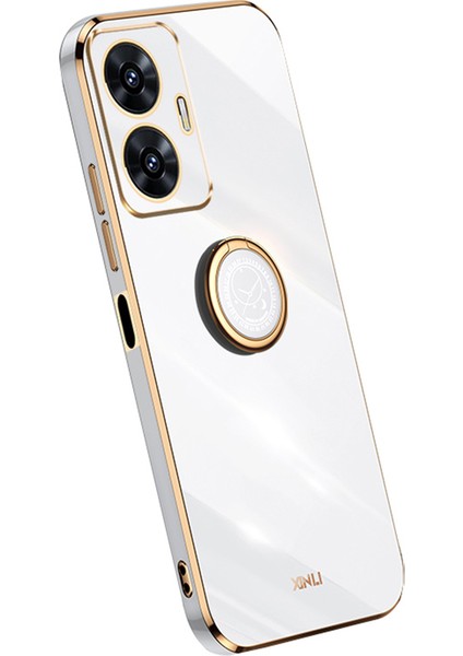 Xınlı Realme C55 4g Galvanik Telefon Kılıfı Tpu Kapak Halkalı Ayaklı-Beyaz (Yurt Dışından)