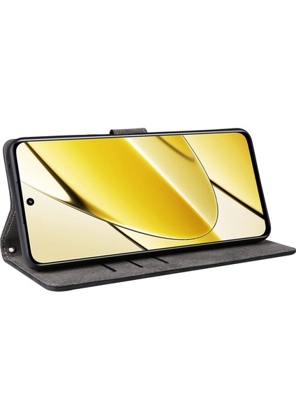 Realme 11 5G(GLOBAL)/11X 5g Deri Kılıf Rfıd Engelleme Standı Manyetik Kapatma Telefon Kılıfı-Siyah (Yurt Dışından) fırsatları