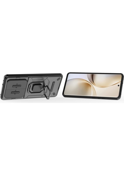 Realme 14 Pro 5g Kılıf Pc+Tpu Kickstand Telefon Koruyucu Lens Kapağı Ile-Siyah (Yurt Dışından) fırsatları