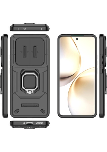 Realme 14 Pro 5g Kılıf Pc+Tpu Kickstand Telefon Koruyucu Lens Kapağı Ile-Siyah (Yurt Dışından) indirimleri
