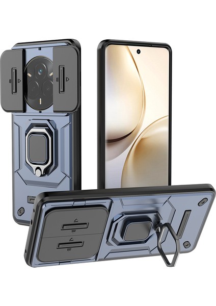 Realme 14 Pro 5g Kılıf Pc+Tpu Kickstand Telefon Koruyucu Lens Kapağı-Mavi (Yurt Dışından)