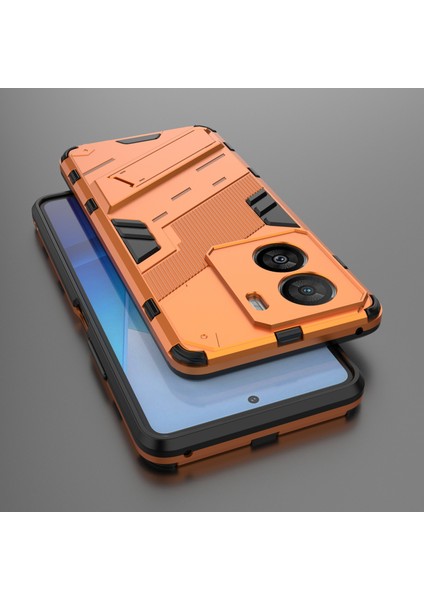 Vivo Iqoo Z7X 5g Sert Pc + Esnek Tpu Telefon Kılıfı Darbeye Dayanıklı Arka Kapak Kickstand ile - Turuncu (Yurt Dışından) fırsatları