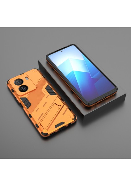 Vivo Iqoo Z7X 5g Sert Pc + Esnek Tpu Telefon Kılıfı Darbeye Dayanıklı Arka Kapak Kickstand ile - Turuncu (Yurt Dışından) indirimleri