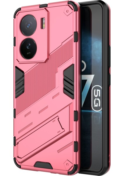 Vivo Iqoo Z7 5g Darbeye Dayanıklı Kickstand Kılıf Tpu+Pc Çift Koruma Telefon Kılıfı-Gül (Yurt Dışından)