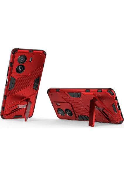 Vivo Iqoo Z7X 5g Sert Pc + Esnek Tpu Telefon Kılıfı Darbeye Dayanıklı Arka Kapak Kickstand ile - Kırmızı (Yurt Dışından) fiyatları
