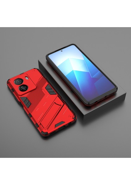 Vivo Iqoo Z7X 5g Sert Pc + Esnek Tpu Telefon Kılıfı Darbeye Dayanıklı Arka Kapak Kickstand ile - Kırmızı (Yurt Dışından) indirimleri