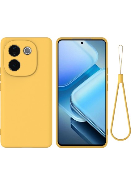 Vivo Iqoo Z9S Pro 5g/t3 Pro 5g Kılıf Sıvı Silikon Çizilmez Telefon Kılıfı El Kayışı Ile-Sarı (Yurt Dışından)