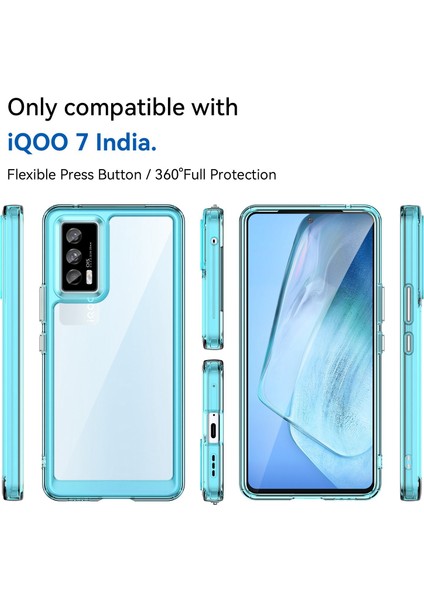 Vivo Iqoo 7(Hindistan)5g/iqoo Neo5 Aşınmaya Dayanıklı Düşmeye Karşı Şeffaf Arka Kılıf Hibrit Akrilik+Tpu Bağımsız Düğmeli Cep Telefonu Kılıfı-Şeffaf Mavi (Yurt Dışından) fiyatları