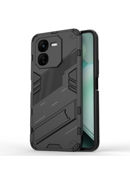 Vivo Iqoo Z9X 5g Kickstand Kılıf Pc+Tpu Darbeye Dayanıklı Çizilmez Telefon Kılıfı-Siyah (Yurt Dışından)