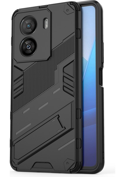 Vivo Iqoo Z7X 5g Sert Pc + Esnek Tpu Telefon Kılıfı Darbeye Dayanıklı Arka Kapak Kickstand ile - Siyah (Yurt Dışından)
