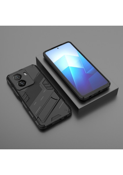 Vivo Iqoo Z7X 5g Sert Pc + Esnek Tpu Telefon Kılıfı Darbeye Dayanıklı Arka Kapak Kickstand ile - Siyah (Yurt Dışından) indirimleri