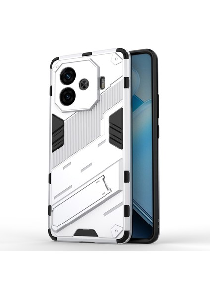 Vivo Iqoo Z9 Turbo 5g Kılıf Pc+Tpu Darbeye Dayanıklı Çizilmez Telefon Kılıfı Kickstand Ile-Beyaz (Yurt Dışından)