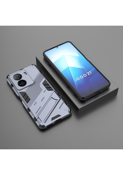 Vivo Iqoo Z7 5g Sert Pc Için Darbeye Dayanıklı Arka Kapak + Ayaklı Esnek Tpu Telefon Kılıfı - Gri (Yurt Dışından) indirimleri