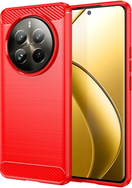 Realme 12 Pro 5g/12 Pro+5g Kılıf Karbon Fiber Dokulu Çizilmez Tpu Kapak-Kırmızı (Yurt Dışından)