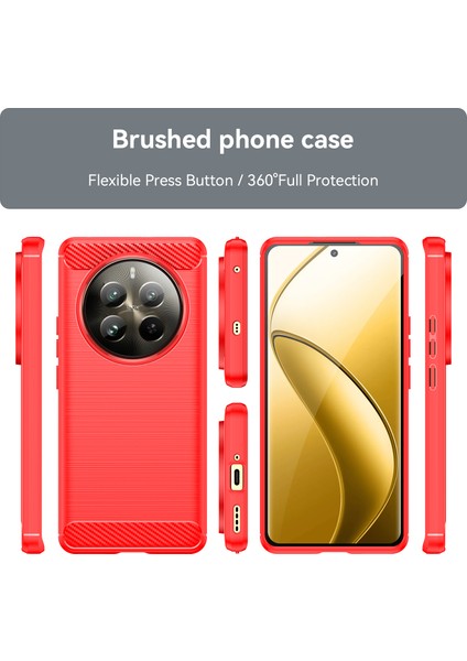 Realme 12 Pro 5g/12 Pro+5g Kılıf Karbon Fiber Dokulu Çizilmez Tpu Kapak-Kırmızı (Yurt Dışından)