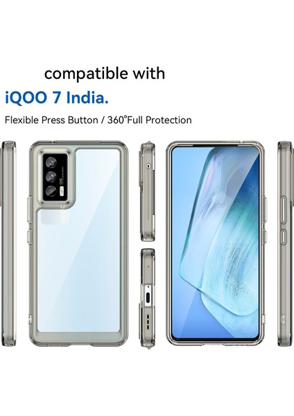 Vivo Iqoo 7(Hindistan)5g/iqoo Neo5 Aşınmaya Dayanıklı Düşmeye Karşı Şeffaf Arka Kılıf Hibrit Akrilik+Tpu Bağımsız Düğmeli Cep Telefonu Kılıfı-Şeffaf Gri (Yurt Dışından) fiyatları