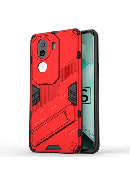 Vivo Iqoo Z9S 5g Kılıf Pc+Tpu Darbeye Dayanıklı Telefon Kılıfı Kickstand Ile-Kırmızı (Yurt Dışından)