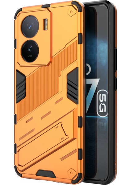 Vivo Iqoo Z7 5g Darbeye Dayanıklı Kickstand Kılıf Tpu+Pc Çift Koruma Telefon Kılıfı-Turuncu (Yurt Dışından)