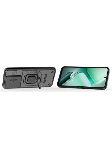 Vivo Iqoo Z9X 5g Telefon Kılıfları Pc+Tpu Destek Standı Kapağı Lens Kapağı-Siyah (Yurt Dışından) fiyatları