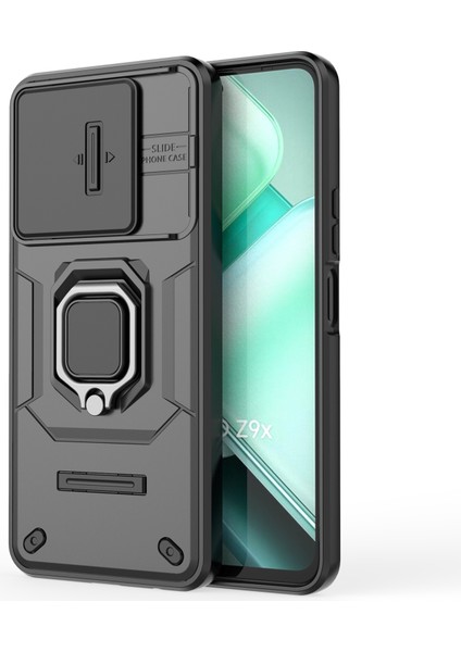 Vivo Iqoo Z9X 5g Telefon Kılıfları Pc+Tpu Destek Standı Kapağı Lens Kapağı-Siyah (Yurt Dışından) fırsatları