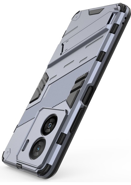 Vivo Iqoo Z7X 5g Sert Pc + Esnek Tpu Telefon Kılıfı Darbeye Dayanıklı Arka Kapak Kickstand ile - Gri (Yurt Dışından) modelleri