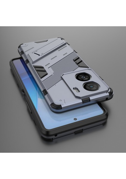 Vivo Iqoo Z7X 5g Sert Pc + Esnek Tpu Telefon Kılıfı Darbeye Dayanıklı Arka Kapak Kickstand ile - Gri (Yurt Dışından) fırsatları
