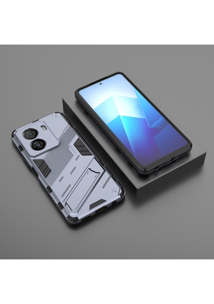 Vivo Iqoo Z7X 5g Sert Pc + Esnek Tpu Telefon Kılıfı Darbeye Dayanıklı Arka Kapak Kickstand ile - Gri (Yurt Dışından) indirimleri