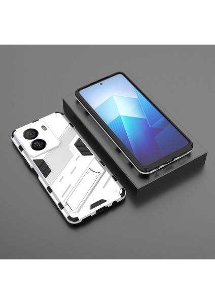 Vivo Iqoo Z7X 5g Sert Pc + Esnek Tpu Telefon Kılıfı Darbeye Dayanıklı Arka Kapak ve Ayaklık - Beyaz (Yurt Dışından) indirimleri