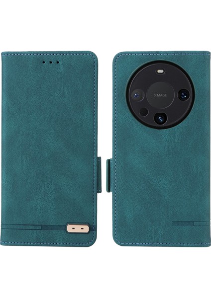 Huawei Mate 60 Pro Donanım Dekor Standı Telefon Kılıfı Pu Deri Cüzdan Kapağı-Mavi (Yurt Dışından)