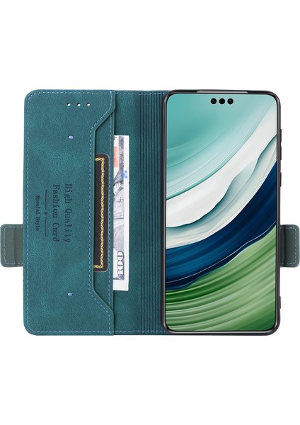 Huawei Mate 60 Pro Donanım Dekor Standı Telefon Kılıfı Pu Deri Cüzdan Kapağı-Mavi (Yurt Dışından) fırsatları