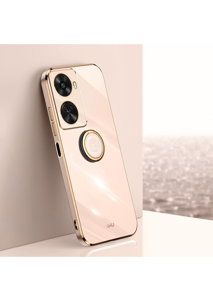 Xınlı Huawei Nova 11 Se/nova 12 Se 4g Telefon Kılıfı Galvanik Altın Kenarlı Kapak Kickstand Ile-Pembe (Yurt Dışından)