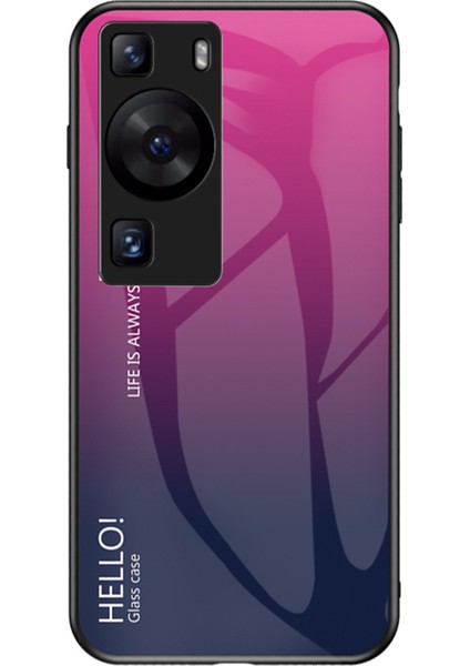 Huawei P60/P60 Pro Gradient Telefon Kılıfı Temperli Cam+Pc+Tpu Darbeye Dayanıklı Telefon Kılıfı-Gradient Gül (Yurt Dışından)