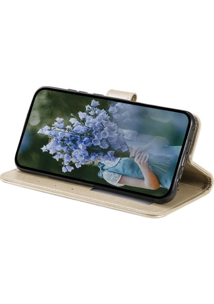 Huawei Mate 60 Cüzdan Pu Deri Telefon Kılıfı Mandala Çiçek Baskılı Stand Kapak Kayışlı-Altın (Yurt Dışından) modelleri
