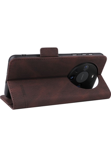Huawei Mate 60 Pro Donanım Dekor Standı Telefon Kılıfı Pu Deri Cüzdan Kapağı-Kahve (Yurt Dışından) modelleri