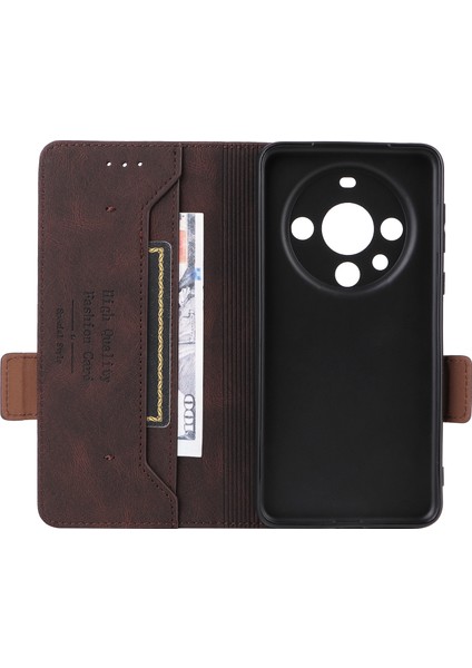 Huawei Mate 60 Pro Donanım Dekor Standı Telefon Kılıfı Pu Deri Cüzdan Kapağı-Kahve (Yurt Dışından) indirimleri