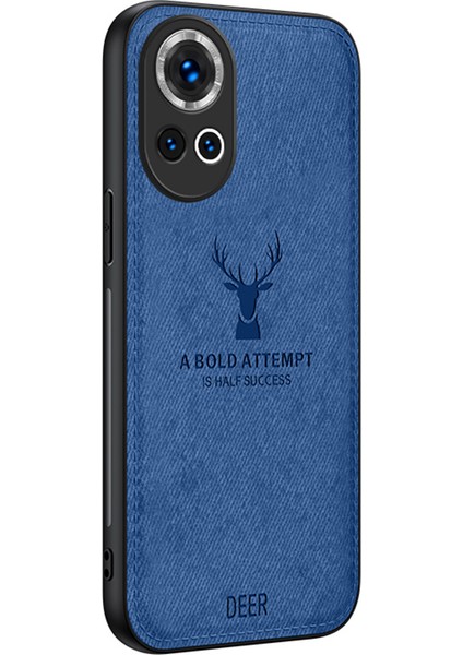 Huawei Nova 13 5g Kılıf Geyik Desenli Kumaş Doku Pu Deri Hibrit Telefon Kılıfı-Mavi (Yurt Dışından)