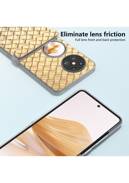 Huawei Pocket 2 Kılıf Dokuma Doku Menteşe Koruma Pu+Pc Telefon Kılıfı-Altın (Yurt Dışından) fiyatları