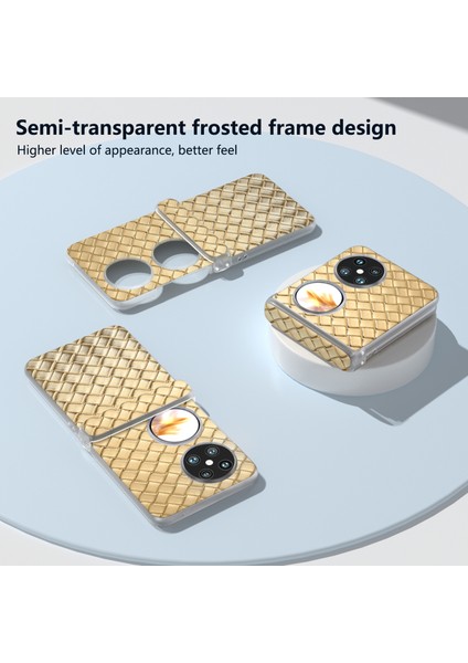 Huawei Pocket 2 Kılıf Dokuma Doku Menteşe Koruma Pu+Pc Telefon Kılıfı-Altın (Yurt Dışından) modelleri